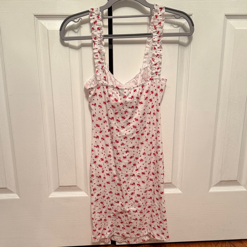 SHEIN Red Floral Mini Dress with Ruffle Straps - Picture 2 of 4